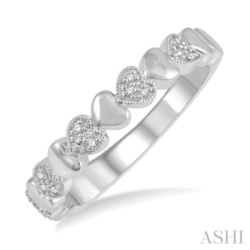 Sterling Silver Diamond Round Mini Heart Ring, 0.50 CTW